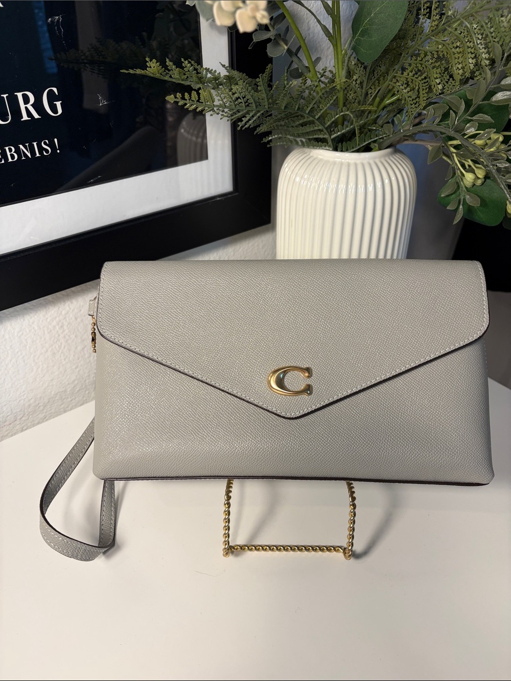NWT COACH Wynn Leather Clutch/Wristlet In Dove Grey - Picture 3 of 14